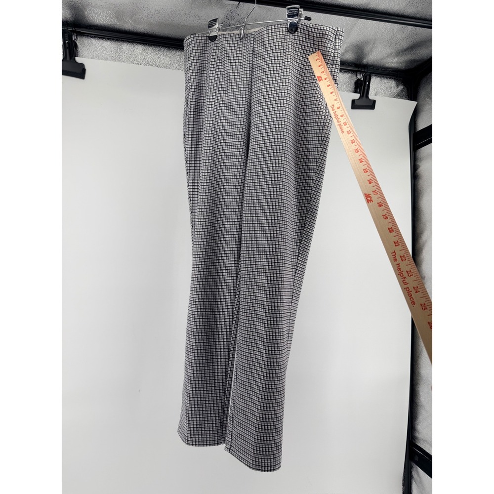 Adrianna Papell Womens Houndstooth Slim Straight Leg Dress Pants Black White 14